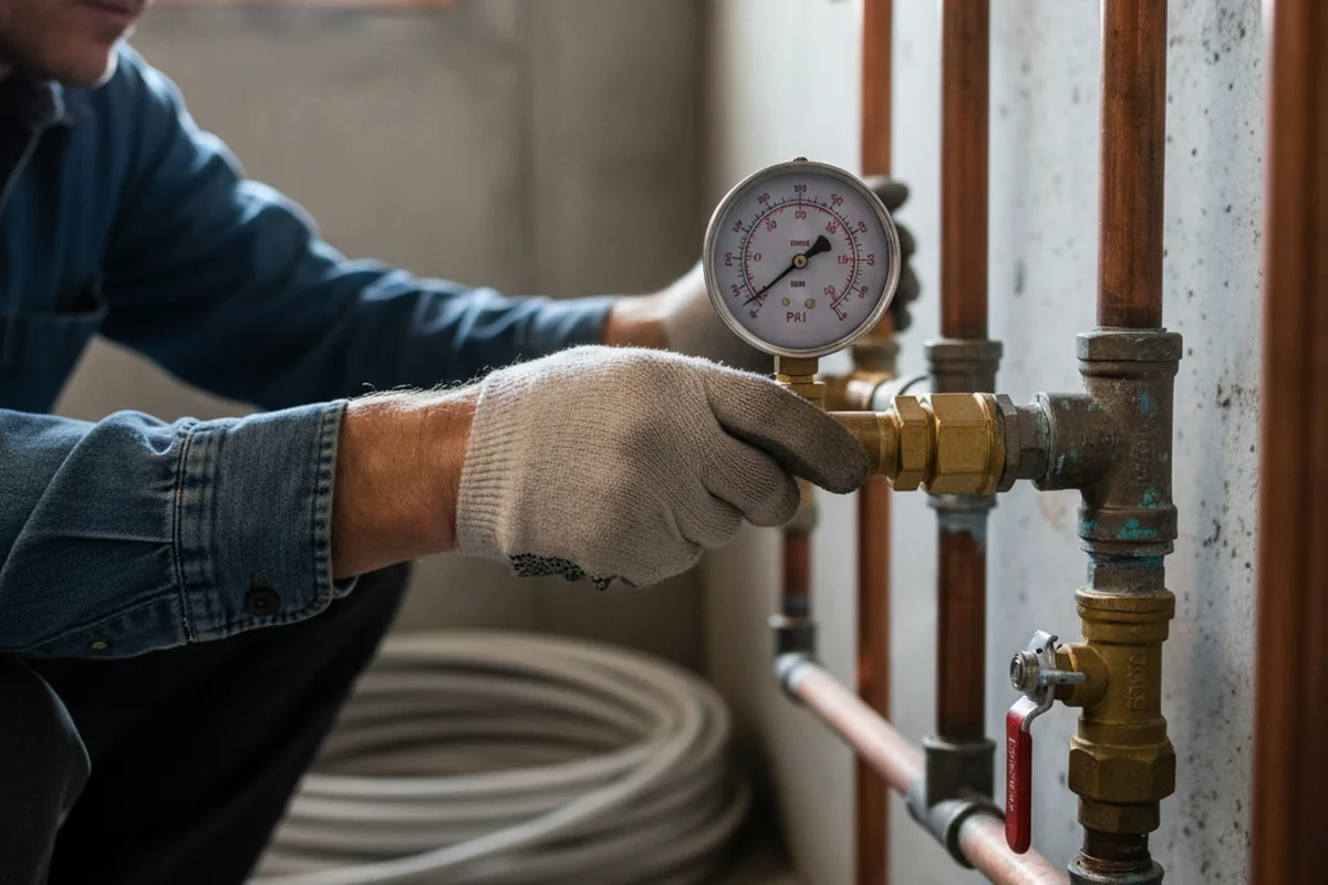 Pressure testing a repaired line during Water Line Repair in Stone Mountain